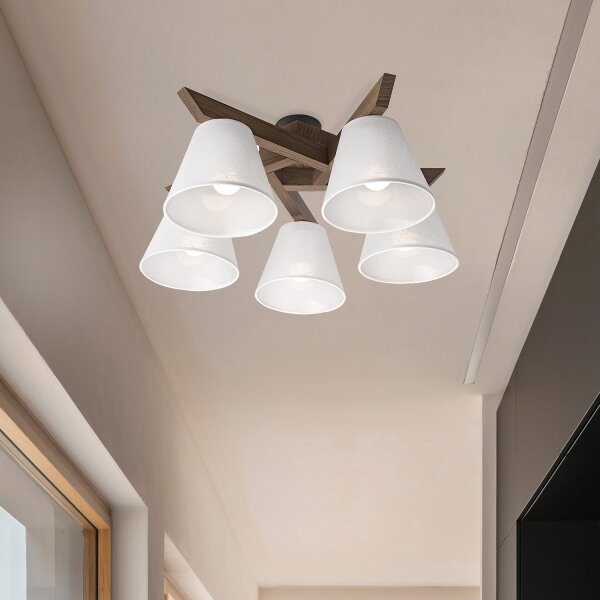 Lustră LED aplicată Brilagi ANTHONY 5xE14/40W/230V stejar nuc/alb
