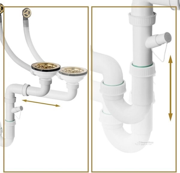 SINK Quality Chiuveta Quality Ferrum 50, chiuveta granit bucatarie 490x450x195 mm + sifon auriu, brocart, SKQ-FER.B.1K50.XG