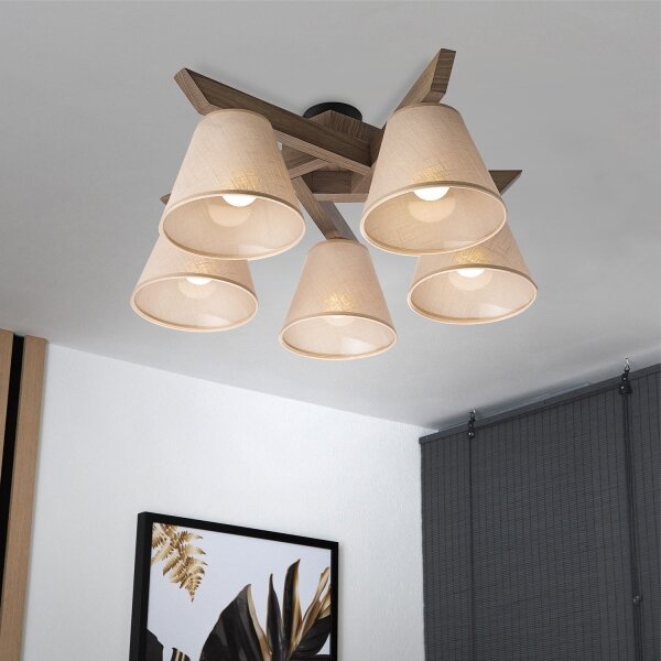 Lustră LED aplicată Brilagi ANTHONY 5xE14/40W/230V stejar nuc/bej