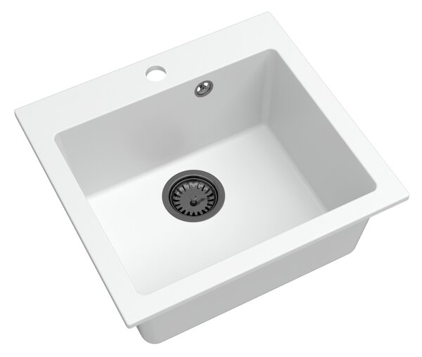 SINK Quality Chiuveta Quality Ferrum 50, chiuveta granit bucatarie 490x450x195 mm + sifon negru, alb, SKQ-FER.W.1K50.XB