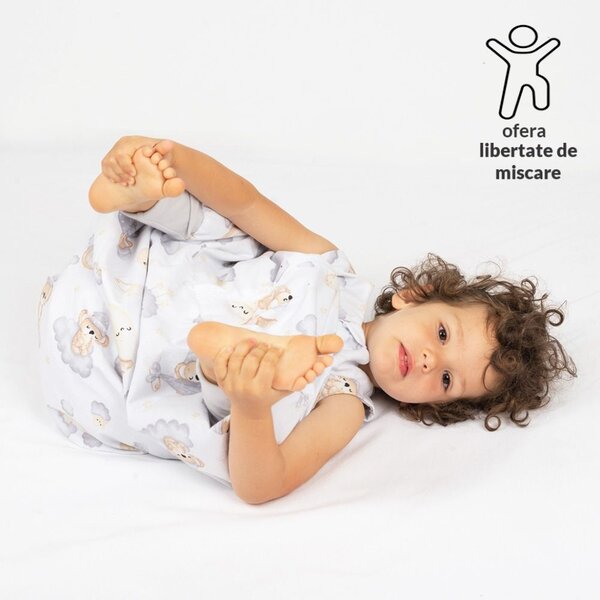 Sac de dormit de vara cu picioare pentru copii 3-5 ani Kidizi Koala Dreams, 0.5 tog, bumbac 100%