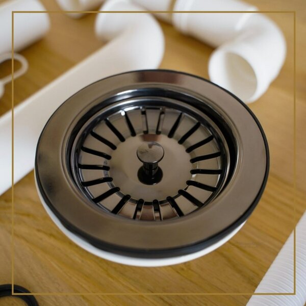 SINK Quality Chiuveta Quality Ferrum 50, chiuveta granit bucatarie 490x450x195 mm + sifon negru, alb, SKQ-FER.W.1K50.XB