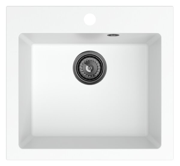 SINK Quality Chiuveta Quality Ferrum 50, chiuveta granit bucatarie 490x450x195 mm + sifon negru, alb, SKQ-FER.W.1K50.XB
