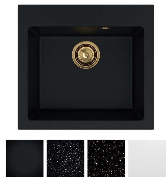 SINK Quality Chiuveta Quality Ferrum 50, chiuveta granit bucatarie 490x450x195 mm + sifon crom, alb, SKQ-FER.W.1K50.X