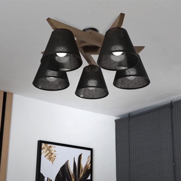 Lustră LED aplicată Brilagi ANTHONY 5xE14/40W/230V stejar nuc/negru