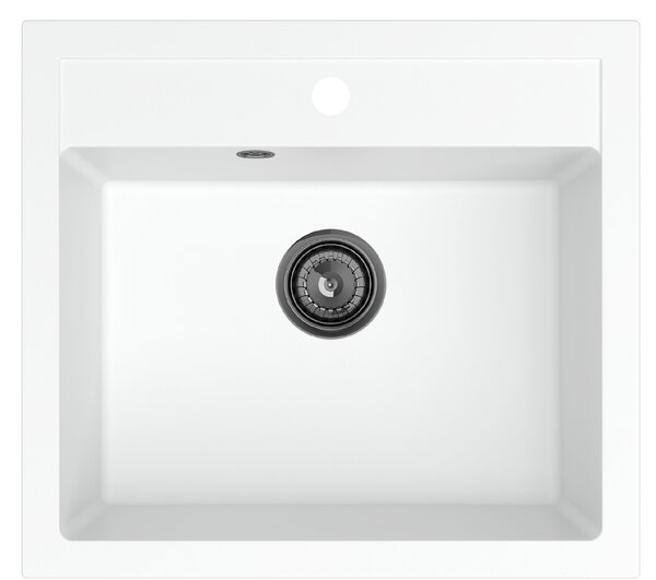 SINK Quality Chiuveta Quality Ferrum, chiuveta granit bucatarie 565x510x205 mm + sifon negru, alb, SKQ-FER.W.1K60.XB