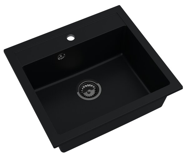 SINK Quality Chiuveta Quality Ferrum, chiuveta granit bucatarie 565x510x205 mm + sifon negru, negru, SKQ-FER.C.1K60.XB