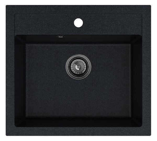 SINK Quality Chiuveta Quality Ferrum, chiuveta granit bucatarie 565x510x205 mm + sifon negru, pete negre-Brocart, SKQ-FER.B.1K60.XB