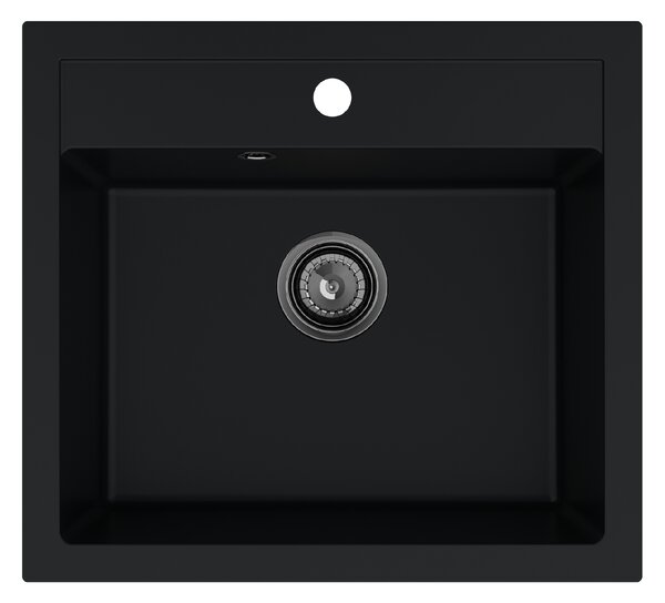 SINK Quality Chiuveta Quality Ferrum, chiuveta granit bucatarie 565x510x205 mm + sifon negru, negru, SKQ-FER.C.1K60.XB