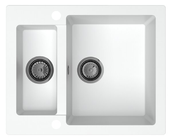 SINK Quality Chiuveta Quality Ferrum, chiuveta granit bucatarie 605x495x210 mm + sifon negru, alb, SKQ-FER.W.5KBO.XB
