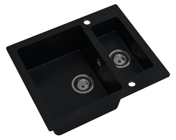 SINK Quality Chiuveta Quality Ferrum, chiuveta granit bucatarie 605x495x210 mm + sifon negru, negru, SKQ-FER.C.5KBO.XB