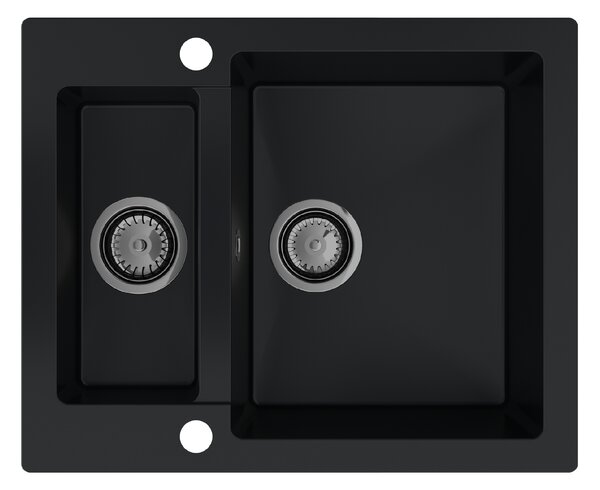 SINK Quality Chiuveta Quality Ferrum, chiuveta granit bucatarie 605x495x210 mm + sifon negru, negru, SKQ-FER.C.5KBO.XB