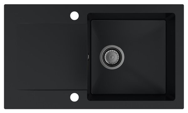 SINK Quality Chiuveta Quality Ferrum, chiuveta granit bucatarie 770x450x190 mm + sifon negru, negru, SKQ-FER.C.1KDO.XB