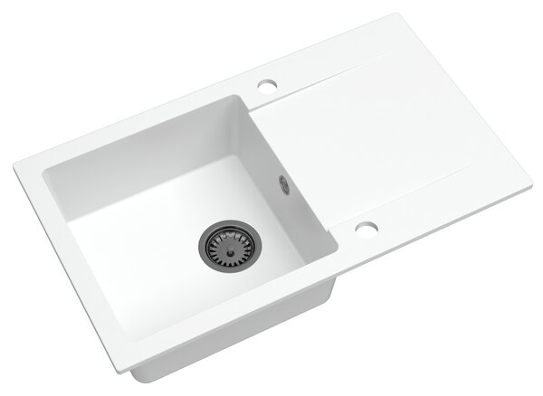 SINK Quality Chiuveta Quality Ferrum, chiuveta granit bucatarie 770x450x190 mm + sifon negru, alb, SKQ-FER.W.1KDO.XB