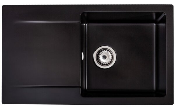 SINK Quality Chiuveta Quality Ferrum, chiuveta granit bucatarie 770x450x190 mm + sifon, negru, SKQ-FER.C.1KDO.X