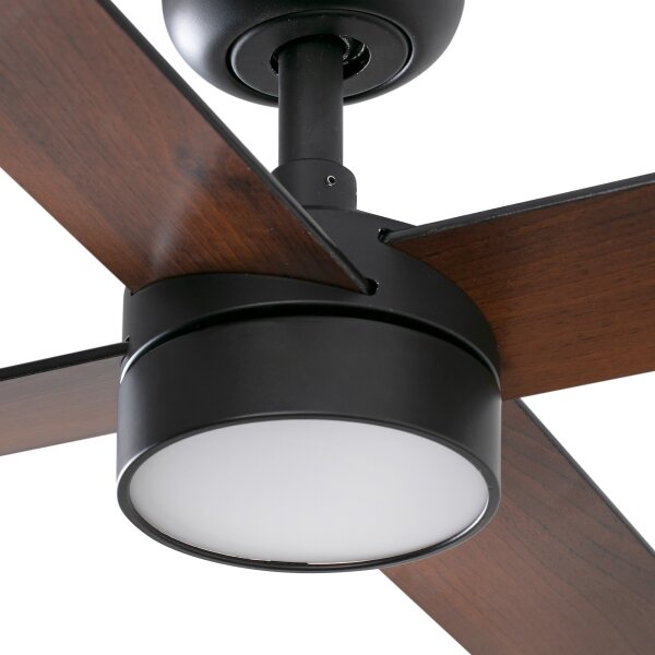 Ventilator LED dimabil FARO 34356WT-1TW RUDDER L 18W/230V maro/negru d. 132 cm WT + telecomandă