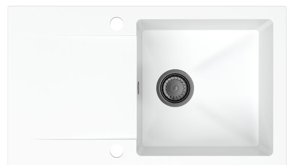 SINK Quality Chiuveta Quality Ferrum, chiuveta granit bucatarie 770x450x190 mm + sifon negru, alb, SKQ-FER.W.1KDO.XB