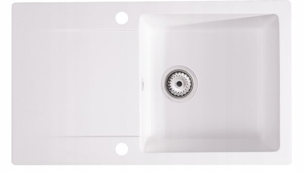 SINK Quality Chiuveta Quality Ferrum, chiuveta granit bucatarie 770x450x190 mm + sifon, alb, SKQ-FER.W.1KDO.X