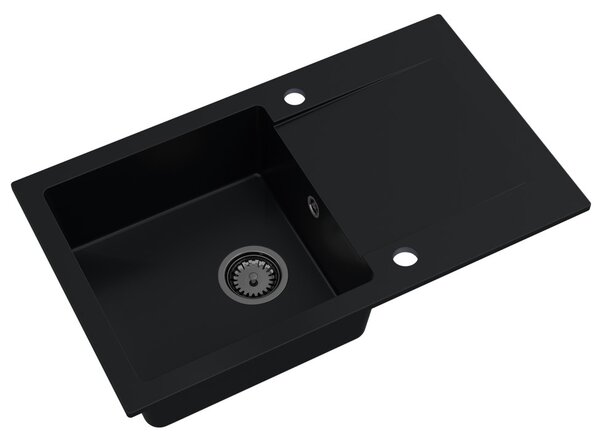 SINK Quality Chiuveta Quality Ferrum, chiuveta granit bucatarie 770x450x190 mm + sifon negru, negru, SKQ-FER.C.1KDO.XB