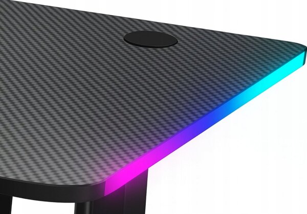 Masă electrică reglabilă pe înălțime 140 cm - negru cu iluminare din spate LED