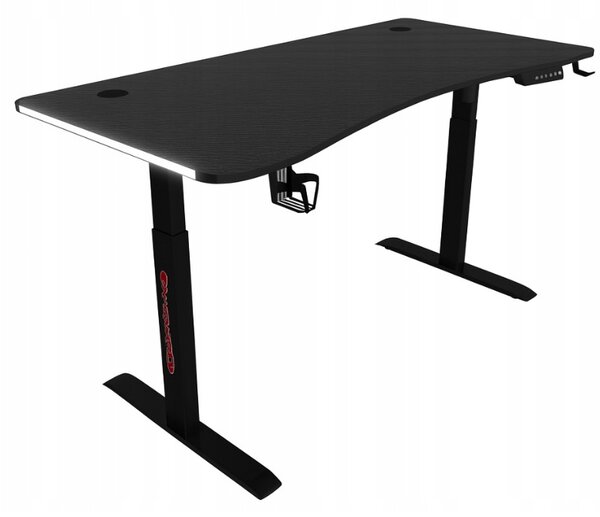Masă electrică reglabilă pe înălțime 140 cm - negru cu iluminare din spate LED