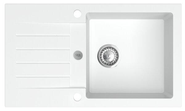 SINK Quality Chiuveta Quality Natalie, chiuveta granit bucatarie 770x450x170 mm + sifon crom, alb, SKQ-NAT.W.1KDO.X
