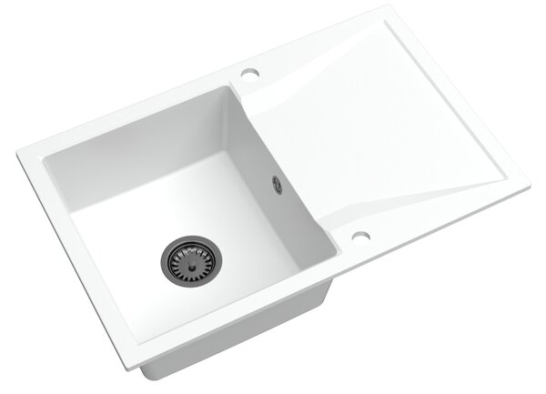 SINK Quality Chiuveta Quality Obsidian, chiuveta granit bucatarie 790x500x210 mm + sifon negru, alb, SKQ-OBS.W.1KDO.XB