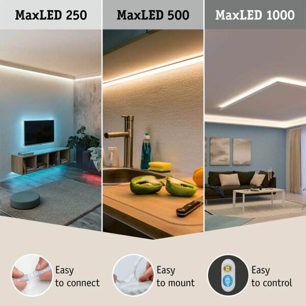 Paulmann 70627 - Bandă LED RGB MAXLED, 18 W, reglabilă, 1,5 m, 230 V, cu telecomandă