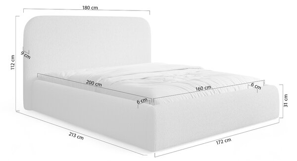 Pat tapițat Rasel 160x200 cu ladă depozitare - bukla bej Quelle 03