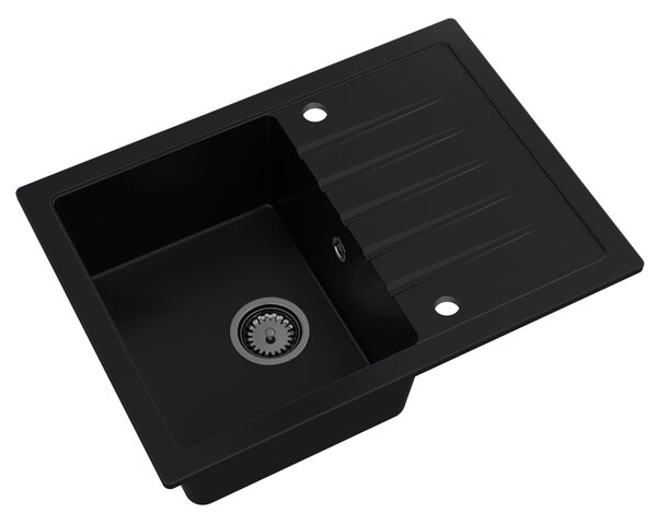 SINK Quality Chiuveta Quality Titanite, chiuveta granit bucatarie 680x495x215 mm + sifon negru, negru, SKQ-TIT.C.1KKO.XB