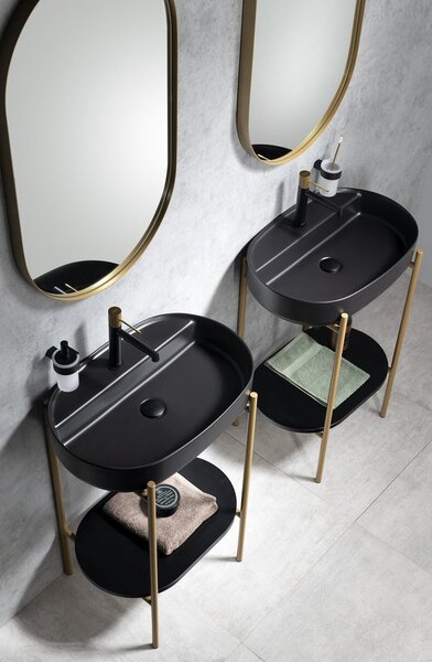 Isvea Isvea, chiuveta blat ceramica INFINITY OVAL, 60x40cm, negru mat, 10NF65060-2N