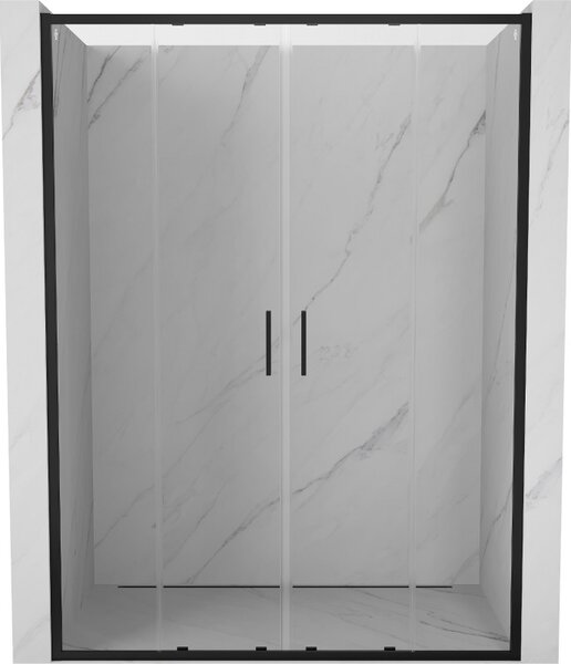 Mexen Exo, culisant cu 2 aripi 130x200 cm, sticlă transparentă de 6 mm, profil negru, 8152-130-000-70-00