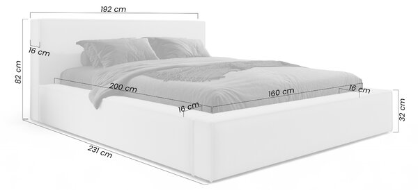 Pat tapițat Nirello 160x200 cu ladă depozitare - boucle bej Quelle 03