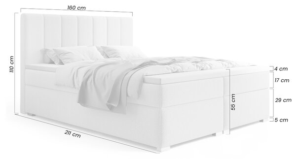 Pat continental cu spațiu de depozitare Mareli 160x200 - bouclé bej Quelle 03