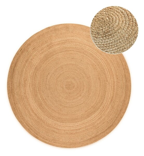 Covor în culoare naturală reversibil rotund din iută ø 140 cm Braided – Hanse Home