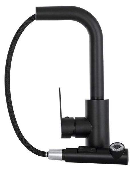 Gamma Side 2, baterie autonomă pentru chiuvetă cu gura de scurgere h-300, negru mat, GMA-BSE2-BK