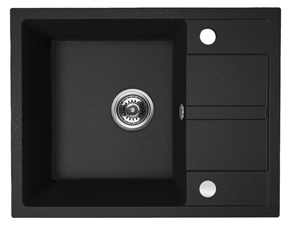 Kuchinox Viti, chiuveta granit cu 1 compartiment 560x440x175 mm + sifon, negru patat, LAV-SBX_713Y