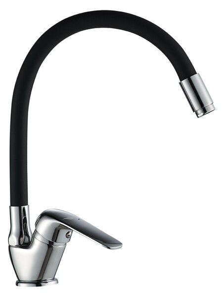 Kuchinox Elza, baterie autonomă pentru chiuvetă cu braț elastic, negru-crom, LAV-BKE_767D