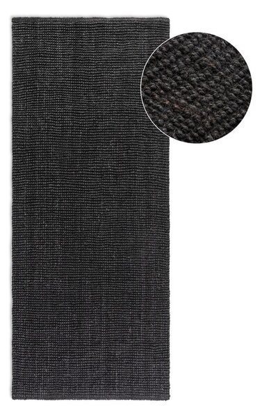 Covor tip traversă negru din iută 80x200 cm Bouclé – Hanse Home
