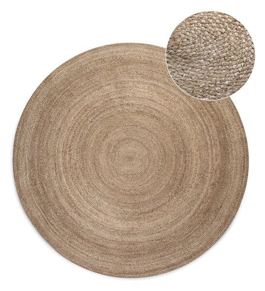 Covor grej reversibil rotund din iută ø 200 cm Braided – Hanse Home