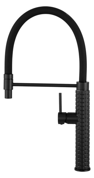 Gamma Full Pro, baterie pentru chiuvetă înaltă cu braț elastic, negru mat, GMA-BFLP-BK
