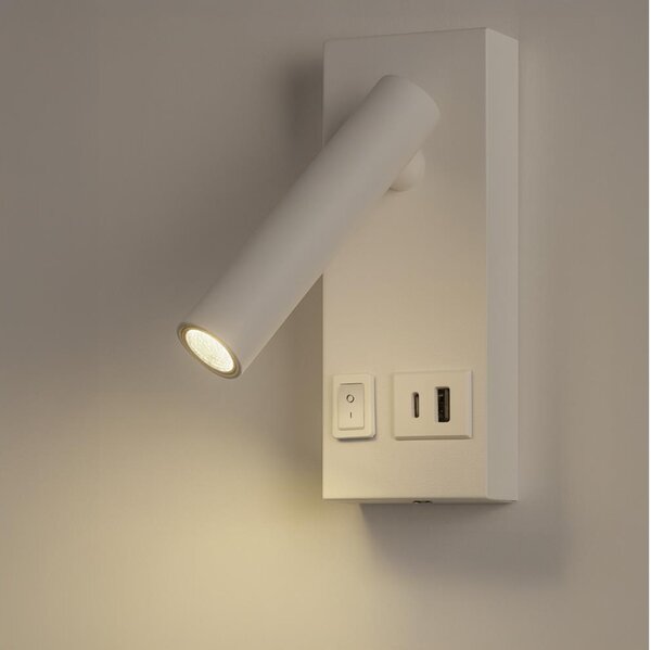 Spot LED de perete cu USB LED/2W/230V alb