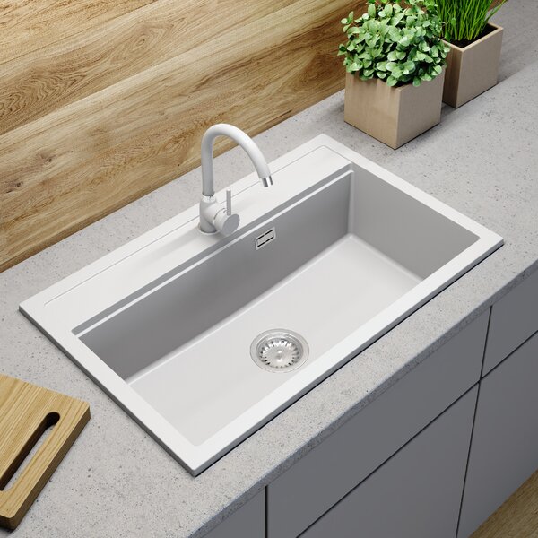 Gamma Advance, chiuvetă granit cu 1 compartiment 805x505x210 mm, alb, GMA-ZLE000118