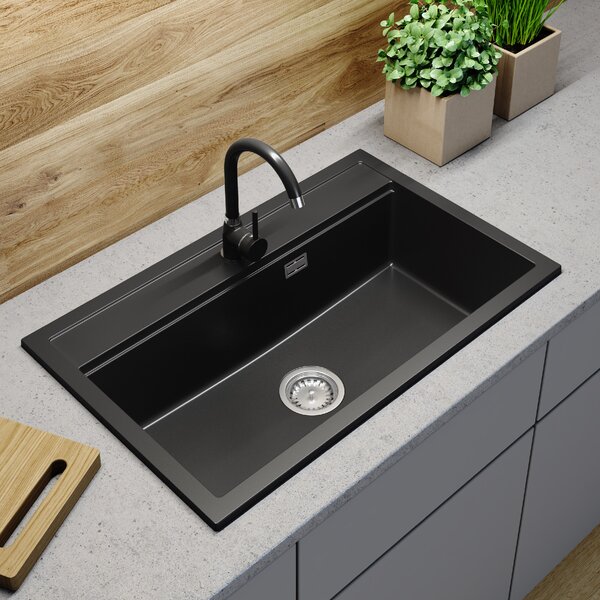Gamma Advance, chiuvetă granit cu 1 compartiment 805x505x210 mm, negru, GMA-ZLE000120