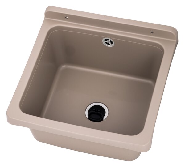 Gamma Riva, chiuveta universala din plastic 40x38x22,8 cm + sifon, 1 camera, bej, GMA-KGR40-B