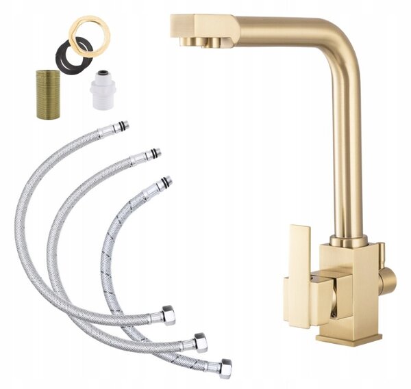Gamma Nook, robinet de chiuvetă înalt cu racord pentru filtru de apă, auriu mat, GMA-BNKF-BGD