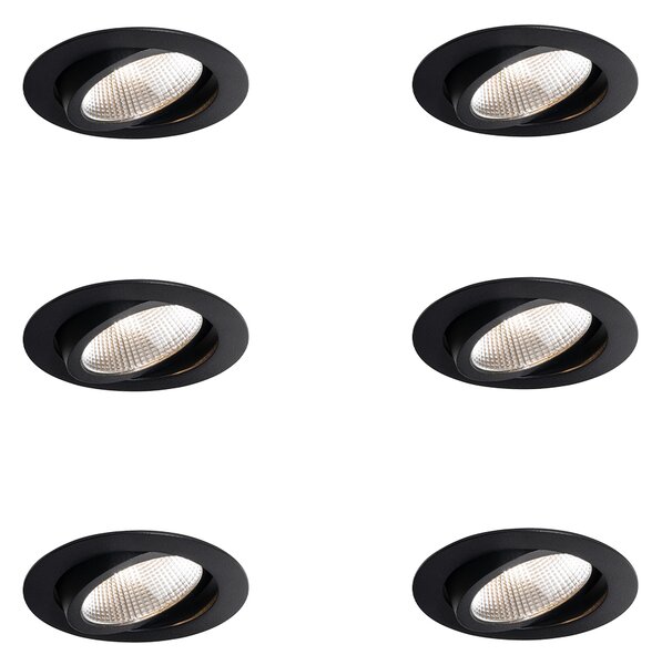 Set de 6 spoturi încastrate negre 9,5 cm incl. LED 1300 lm Dimmable IP23 - Gaius