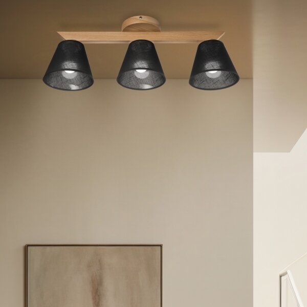 Lustră aplicată Brilagi ANTHONY 3xE14/40W/230V stejar/negru
