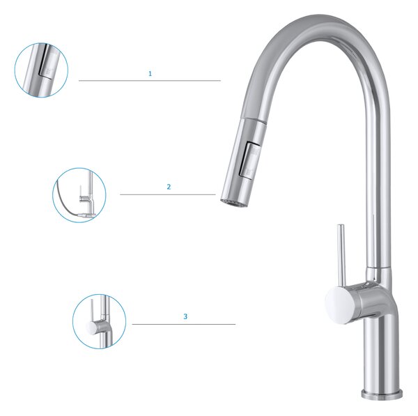 Gamma Vera, baterie pentru chiuvetă înaltă cu gura de scurgere h-550, crom, GMA-BV-CH