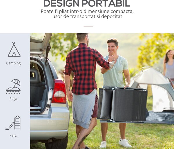 Outsunny Sezlong de Gradina Pliabil cu Saltea si Perna, Spatar cu 7 Pozitii de Inclinare, 137x63.5x100.5cm, Gri | Aosom Romania